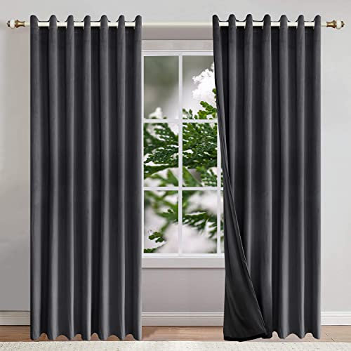 Verdunkelung Vorhang Samt Thermogardine Gardinen/Lichtundurchlässige Vorhang Blickdichte Gardinen 90x210(BxH)cm Schiebevorhang mit Ösen Vorhänge (1 Stück) Dekogardinen für Wohnzimmer Schlafzimmer
