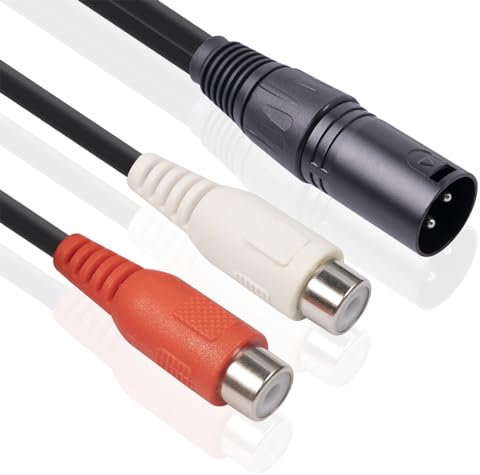 Câble Séparateur en y XLR vers 2 RCA, 2 Séparateurs en y XLR Mâle vers Double RCA Femelle, avec Connecteurs Plaqués Or 24K pour Séparer Ou Combiner Les Signaux Sonores