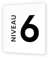 DECOHO - Panneau numéro d'étage 9x9 cm - Plaque signalétique en PMMA - Picto noir contrastant - Fixation murale discrète - Niveau 6