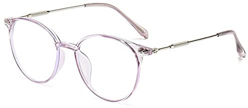 KOOSUFA Runde Blaulichtfilter Brille Brillengestelle Mode Computerbrille Damen Herren Ultra Leicht Verlaufsrahmen Metallbügel Brillenfassung Gaming Brille ohne Stärke Durchsichtig Lila