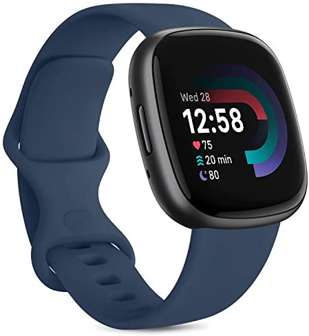 Vancle Armband kompatibel mit Fitbit Versa 4/Sense 2/Fitibit Versa 3/Sense für Frauen und Männer, verstellbares Ersatzarmband für Fitbit Versa 4/Sense 2/Versa 3/Sense, Marineblau S