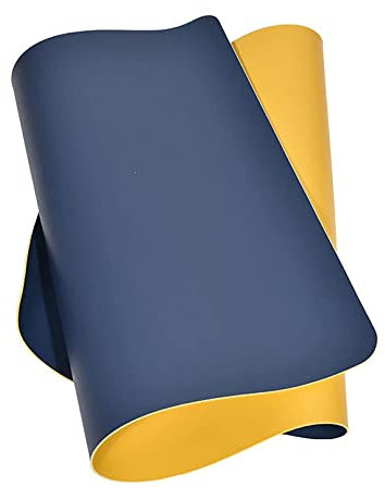 moaupr Mauspad, Schreibtisch Mat Doppelseitig Große Mausmatte PU Multifunktionale Tischmatte Wasserdicht Schreibtischauflagen Für Büro, Studententisch Blau+Gelb 60x110cm/23.62x43.31in