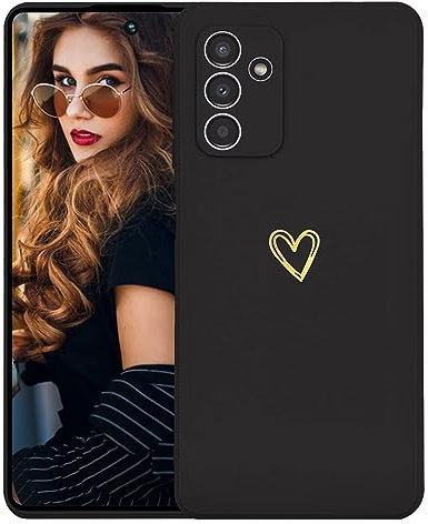 Kaywzo Hülle für Samsung Galaxy M13 4G,Weich TPU Silikon Handyhülle mit Herzmuster,Minimalismus Design,Ultradünn Mädchen Stoßfest Kratzfeste Schutzhülle Case Cover,Schwarz
