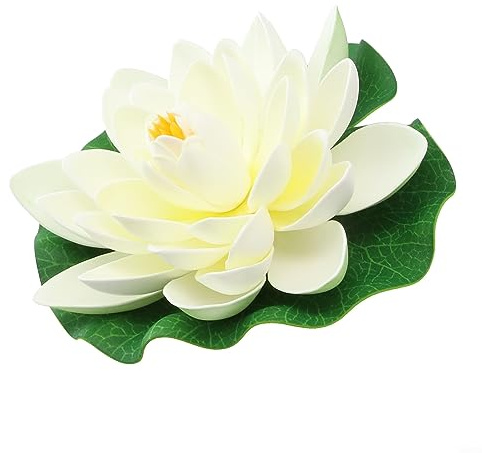 Weiße künstliche Lilie, 18 cm, künstliche Seerose, Lotusblume, schwimmende Lotusblume, Teich, Aquarium, Dekoration, mehrfarbig