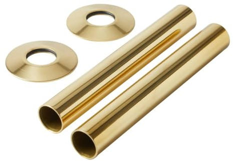 Milano Polished Brass Radiator Pipe Sleeve Covers and Flanges