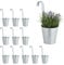 Relaxdays Vasi da Appendere, Set da 12, Portavaso, HLP. 30 x 13 x 20 cm, Vasetto in Metallo Zincato, Argento, Ferro