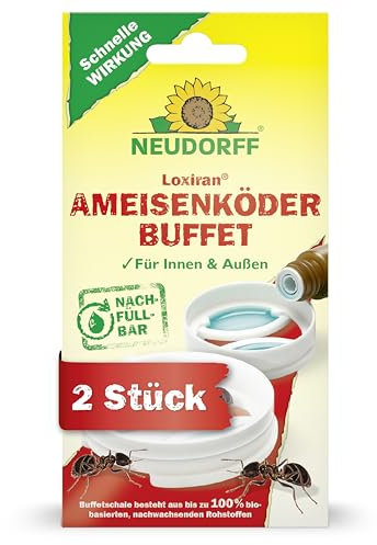 Neudorff Loxiran AmeisenköderBuffet – Nachfüllbare Ameisenköderstation zur sicheren und nachhaltigen Ameisenbekämpfung für Innen und Außen, 2 Stück, Weiß