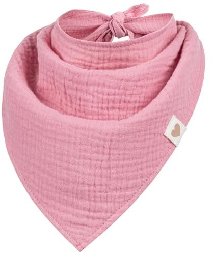 Smarilla Halstuch Dreieckstuch Bindetuch Kopftuch Uni Mädchen Junge Baby Musselin, Farbe: Altrosa