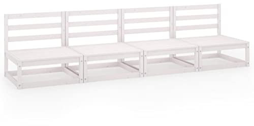 Rantry Garten 4-Sitzer Sofa Weiß Massiv Kiefernholz Gartenmöbel Set Terrasse Outdoor Hof Terrasse Balkon Sofa Sitzmöbel Sitzmöbel Wintergarten Hinterhof Sofa Set