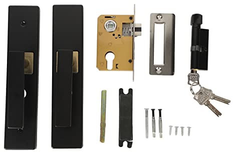 Poignée De Porte Avant Noire, Poignée De Porte Extérieure Noir Mat Avec Levier De Porte, Poignée De Porte Avant Et Ensemble De Pênes Dormants, Poignée De Porte Extérieure Moderne Avec Levier(#2)