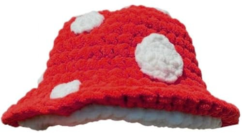 Hrippy Halloween Häkeln Hut Handgemachte Stricken Pilz Hut Winter Warm Stricken Eimer Mütze Für Halloween Karneval Party