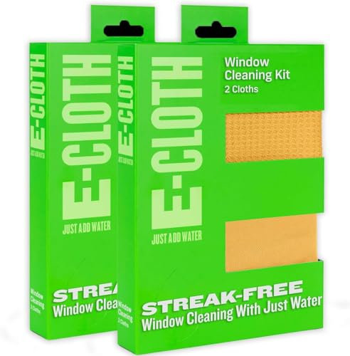 E-Cloth Window Cleaning Cloth and Glass Cleaning Cloth Microfibre Towel Cleaning Kit for Windows, Streak-Free Windows with just Water, Car Windshield, Mirrors - Tangerine Orange - 2pack