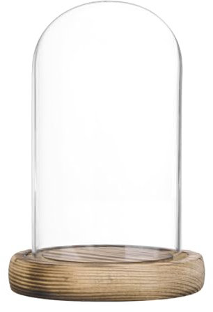 M METERXITY Cloche Glass Dome, 4.7x2.8 Glass Display Case with Wooden Base for DIY Snow Globes/Small Plants/Flowers/Candles/Models/Souvenirs, Tabletop Centerpiece [Burnt]