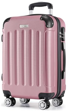 MERISH Reisekoffer Koffer Kofferset Trolleys Zwillingsrollen 3tlg. Hartschale in 9 Farben (Rose, M)