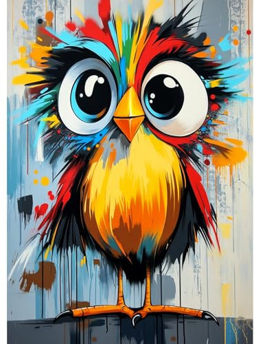 QENSPE Diamond Painting Bunter, Vogel Abstrakt Diamonds Art Set Erwachsene, 5D Diamant Malerei DIY Diamants Kunst Handwerk für Haus Zimmer Wand Dekor 30x40cm