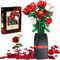HELISAN 761 Stück Rosen Blumenstrauß Bausatz - DIY Rosenbausteine ​​mit Vase, Künstliche Blumen Baustein-Set, Rosenstrauß für Muttertag, Valentinstag, Geburtstag, Romantic Gifts (Mit Aufbauanleitung)