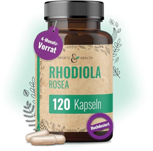 Rhodiola Rosea Kapseln – 120 Kapseln – 5000 mg aus 10:1 Extrakt Rosenwurz pro Kapsel – hochdosiert – Vegan – ohne Zusätze, Rosenwurz-Kapseln hochdosiert