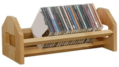 SHCHNA DVD Storage, CD Record Storage Holder Rack Wooden CD Display For Magazines Albums Books For Living Room Record Storage