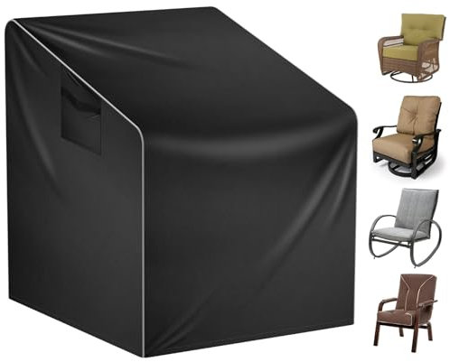 Housse Fauteuil Jardin Imperméable 100 * 85 * 75cm Housse de Protection Chaise de Jardin Noir Oxford 210d Housses de Chaises e Jardin Résistante Intempéries UV Extérieur pour Fauteuil Pivotant