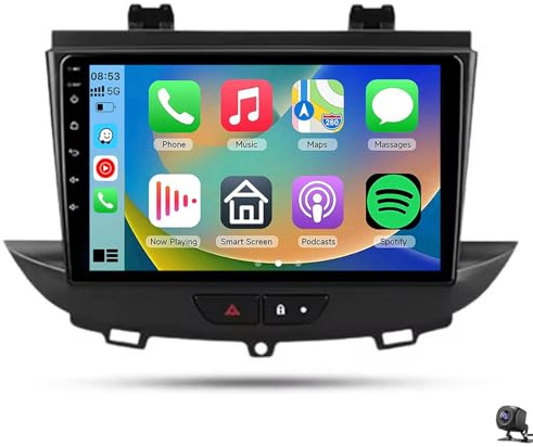 9Autoradio kabellosem Carplay Android Auto für O-pel Grandland X Crossland X 2016–2020 Auto-Audioempfänger WiFi GPS BT Rückfahrkamera Mikrofon SWC/AV-Eingang/FM/AM-Radioempfänger(Color:4 CORE 1+32G)