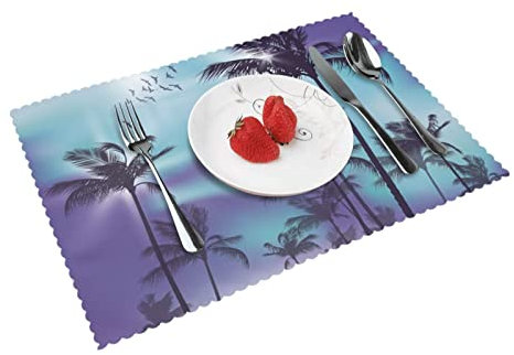 GSGCSBYMLG Lot de 4 sets de table imprimés palmiers pour table de salle à manger