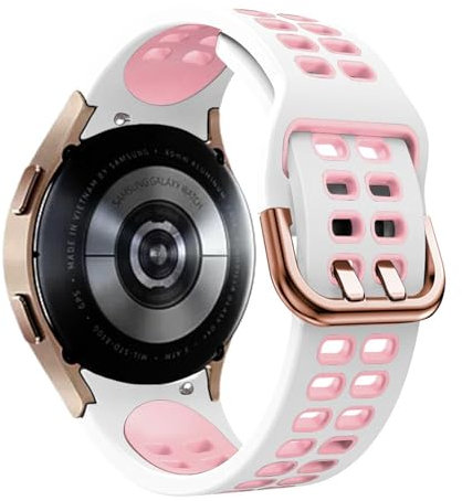 Quirxio Banda in silicone per Samsung Watch 4 5 6 44mm 40mm Classic 47mm 46mm 43mm 42mm Sport Bracciale per Galaxy Watch 5 Pro 45mm cinghia(White pink)