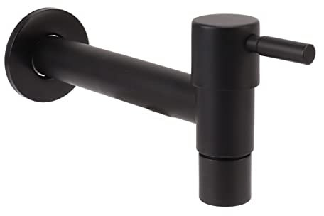 G1/2 Robinet d'Eau Froide Monté Sur Mur, en Acier Inoxydable Salle de Bain Jardin Mop Piscine Robinet de Machine à Laver G1/2 '' Fil, Noir Mat (Pour Pool Mop)