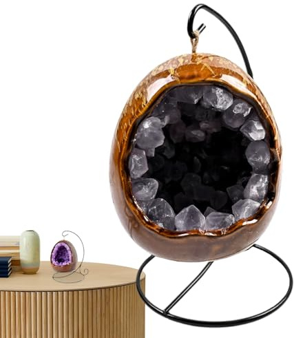 Amethyst Geode Licht - 20x10cm Naturkristall, Ambiente Home Akzent Lampen, Heilung Steindekoration | Energy Glow Rock Relaxation Beleuchtung für Schlafzimmer Meditation Lounge Spiritual Corner