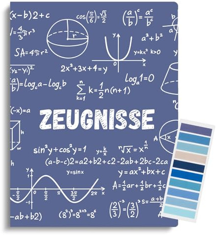 BBTO Zeugnismappe A4 mit 30 Klarsichthüllen Zeugnisse Dokumentenmappe A4 Sammel Mappe 200 Haftnotizen Klebezettel Sticky Notes Schulanfang Geschenke für Schule Zuhause Büro(Lernformel)