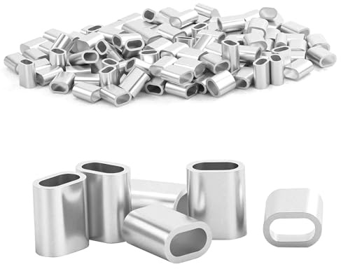 120 Stück Aluminium Pressklemmen 3mm,Alu Drahtseilklemme,Aluminiumhülse Ovale,Würgeklemmen Plomben Quetschhülsen für Seile Draht Seilverbinder Kabel (Silber)