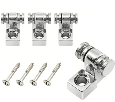 4PCS Roller Guitar String Trees Guides Retainers, Chrome String Retainers with Mounting Screws for Fen-der St-rat/Te-le, Locking String Guides for Electric Guitar Tuning Stability