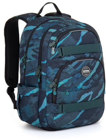 TOPGAL Schulrucksack Jungen ab 7. Klasse Ergonomisch 25L Stauraum Standfest Laptopfach Mittelstufe Blau Schwarz