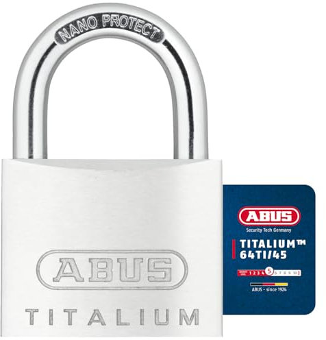 ABUS Vorhängeschloss Titalium 64TI/45 gl.-6455 - gleichschließend - Kellerschloss mit Schlosskörper aus Spezial-Aluminium - gehärteter Stahlbügel - ABUS-Sicherheitslevel 5