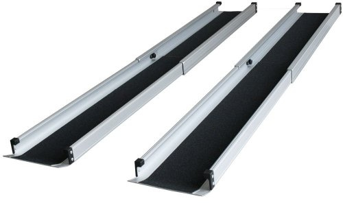 Rollstuhlrampe Teleskop 122 cm – Alurampe klappbar & tragbar, rutschfest, 270 kg Tragkraft – Auffahrrampe für Rollstuhl, Scooter & Rollator