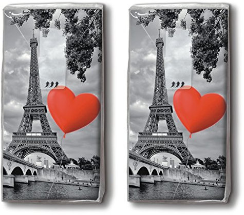 20 Taschentücher (2x 10) City of Love – Liebe liegt in der Stadt / Paris / Frankreich / Motivtaschentücher