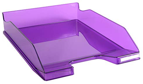 Exacompta 113219D Premium Briefablage Combo Midi DIN A4. Idealer Briefkorb für Ihre Organisation. Robuster und stapelbarer Ablagekorb Violett transluzent Glossy