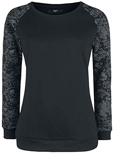 Black Premium by EMP Damen schwarzes Langarmshirt mit abgesetzten Ärmeln