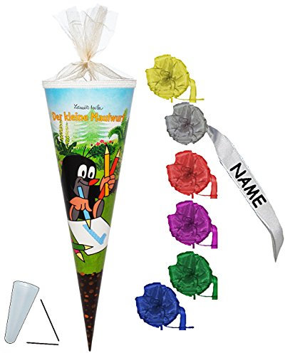 alles-meine.de GmbH Schultüte - der kleine Maulwurf - Pauli - 85 cm - incl. individueller Schleife - Tüllabschluß - Zuckertüte - mit/ohne Kunststoff Spitze - für Mädchen & Jung..