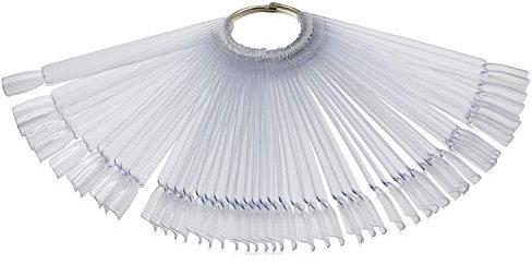 AKORD 50pcs Nail Art Display Sticks – Clear Colour Pop Fan for Gel, Acrylic & Polish – False Nail Tips Practice Kit for Manicure, Salon & DIY Designs