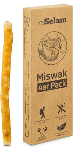 eSelam Miswak 4er Pack | natürliches Zahnputzholz für gesunde und helle Zähne | Premiumqualität
