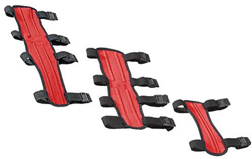 elToro Armschutz Curdora Sport Unterarmschutz mit Clip-Verschluss, 4 Streben, Schutz für Bogenschießen Armschoner Recurvebogen Compoundbogen (Rot, L - 32cm)