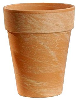 meindekoartikel Blumentopf Marmoriert aus Ton (Hell oder Basalt) - Übertopf Pflanztopf - Verschiedene Größen (Ø 14 cm - Höhe 17 cm, Hell-Marmoriert)