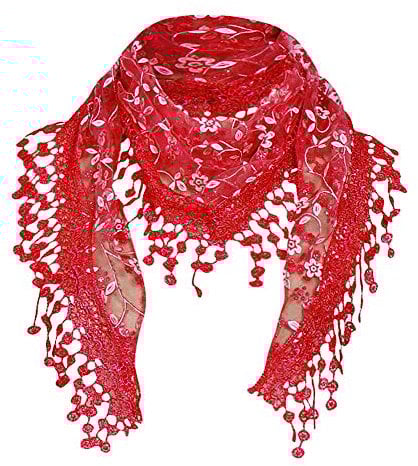 YEBIRAL Heißer Verkauf Damen Schal Lace Frauen Accessoires Tücher Halstuch Dreieck Schals 15 Farben(Rot)