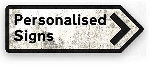 Personalised UK Direction Arrow Signs (Black) | Right Orientation. Worn Look – Metal Wall Sign Plaque | British Road Novelty Gift
