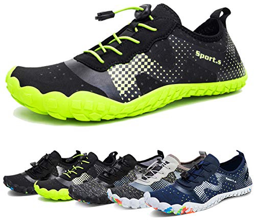 WateLves Water Shoes for Men Women Barefoot Quick-Dry Aqua Sock Outdoor Athletic Sport Shoes Kayaking Boating Hiking Surfing Walking (A-Black/Green, 43)