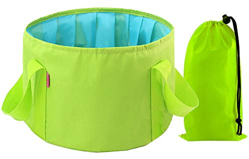 VKI® Falteimer Faltschüssel, Faltbare Wasch-Schüssel, Wasserkanister, Falt-Spülbecken, für Camping Angeln Party Garten, 15L Grün
