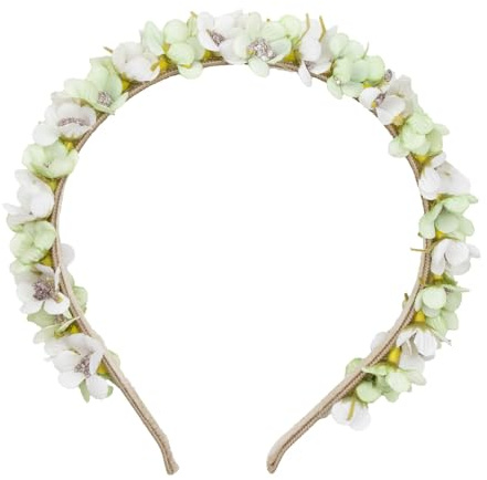 Blumen Haarreif Elfe - Farbauswahl - Kopfschmuck Haarschmuck Hochzeit Oktoberfest Dirndl Blumenmädchen Kirchweih (Weiß/Grün, Einheitsgröße)