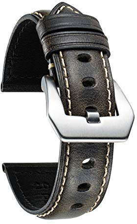 BINLUN Bracelet Montre en Cuir Bracelet Montre 18mm 20mm 22mm 24mm 26mm Bracelet Montre de Remplacement pour Homme Femme Smartwatch Bracelet avec Dégagement Rapide Watch Band en Cuir Ciré Vintage