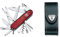 VICTORINOX Couteau d'officier Huntsman Lite rouge transparent & 4.0520.3 Etui-Ceinture - Pochette en cuir noir avec fermeture Velcro