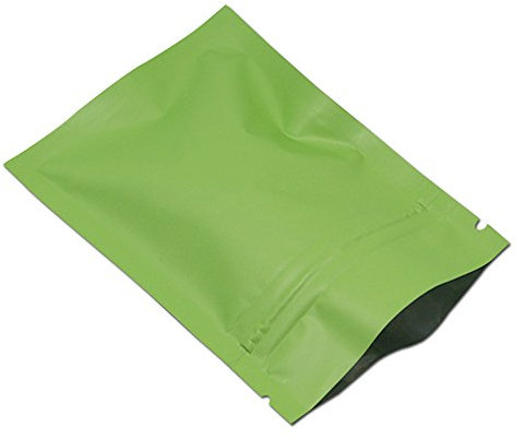WACCOMT Pack 100 Stücke Matte Aluminiumfolie Verpackung Tasche Reißverschluss Selbstdicht Flachbeutel Lebensmittel Lagerung Geruchssicher Mylar Beutel (Matt Grün, 10x15cm (3.9x5.9 inch))